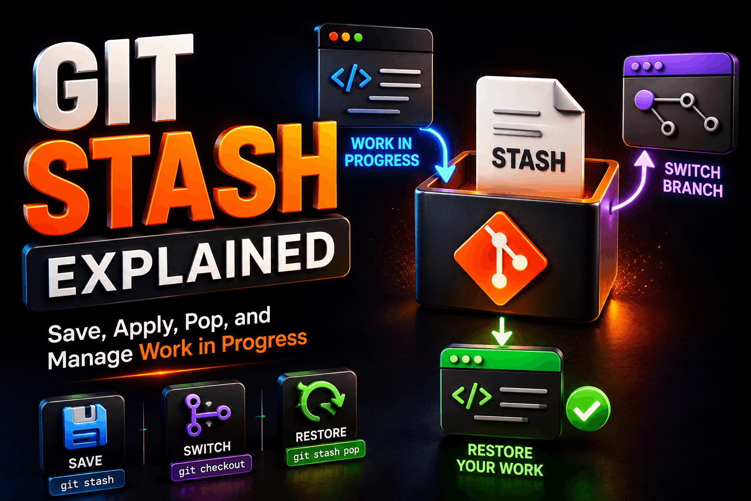 Git Stash Explained: Save, Apply, Pop, and Manage Work in Progress